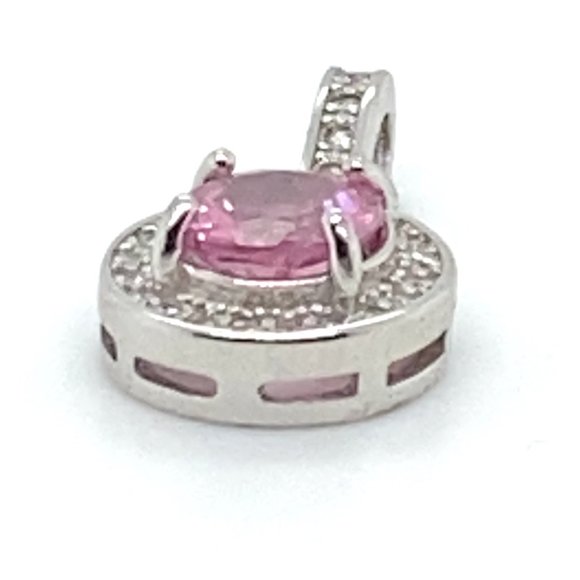 Tajik Pink Spinel 1.02ct White Gold Finish Solid 925 Sterling Silver Pendant - Picture 5 of 7